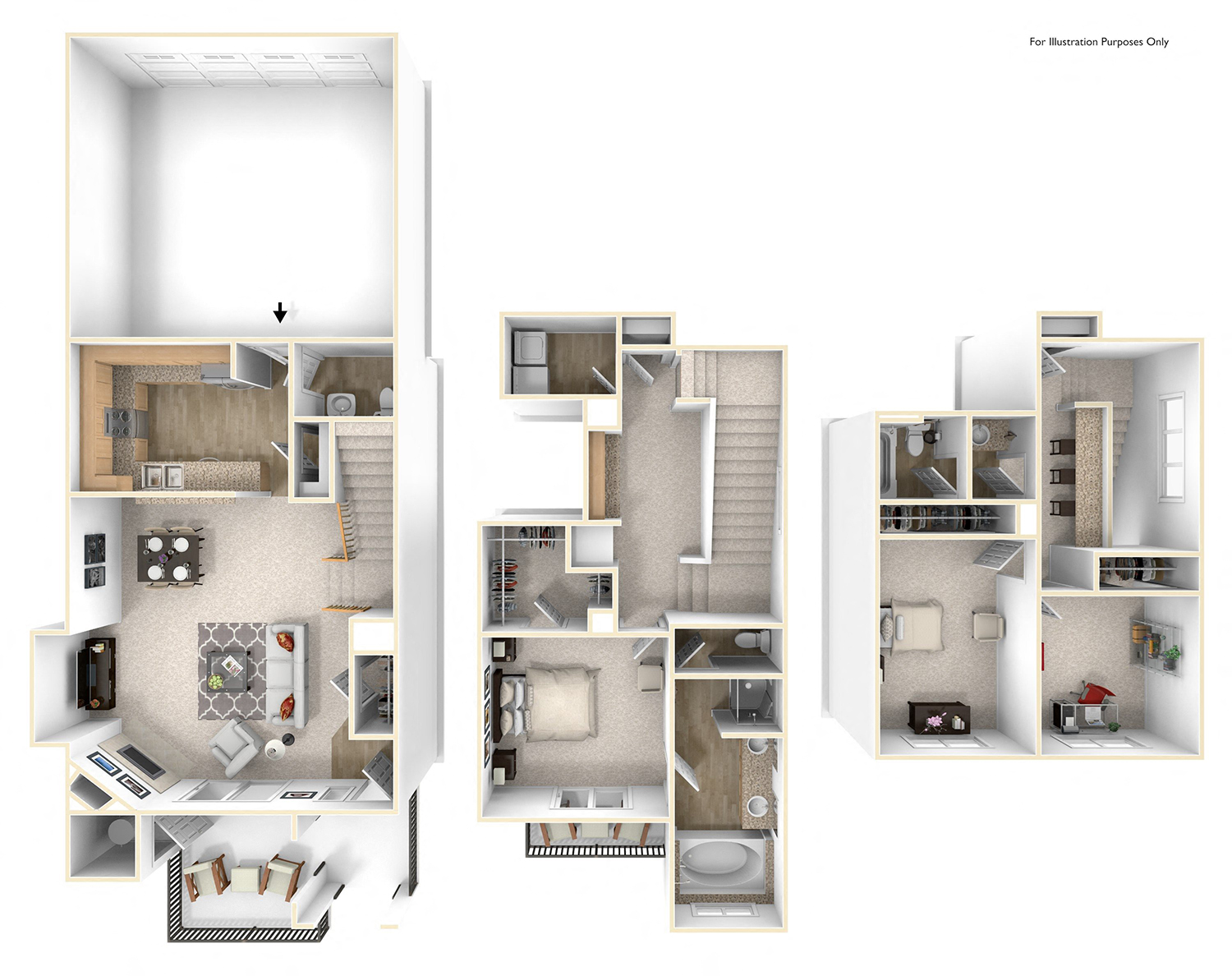 Floor plan for 3 beds, 2.5 baths, 1713 sqft